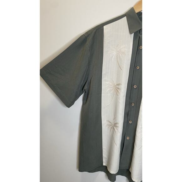 Bamboo Cay Hawaiian Bowling Embroidered Short Sleeve Button Up Shirt Green M - Picture 4 of 12